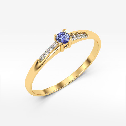 Pierścionek ze złota z tanzanitem i diamentami