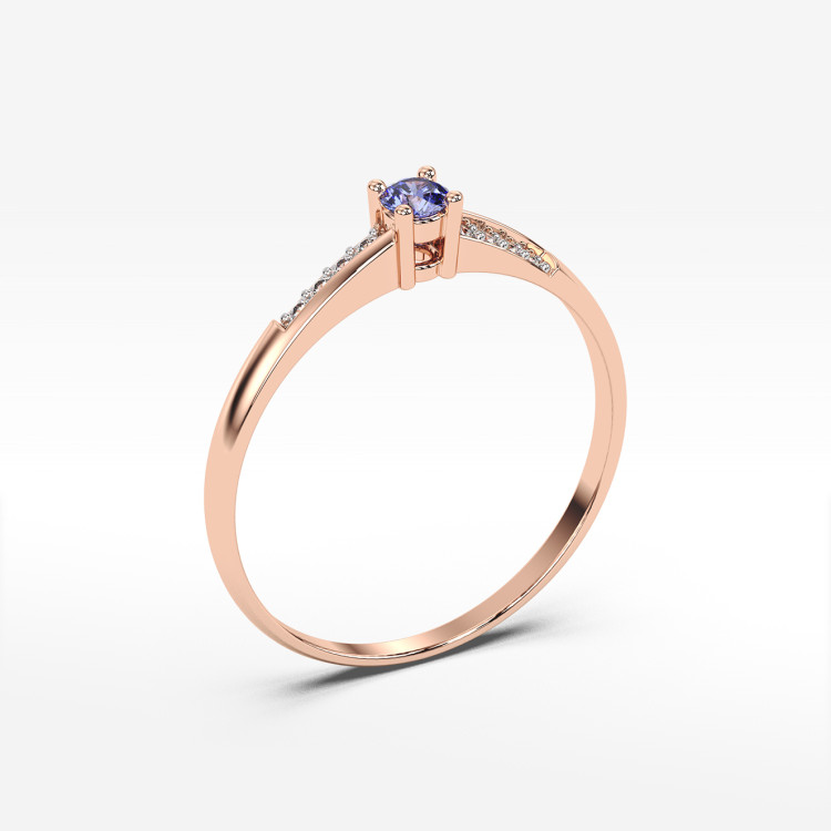 Pierścionek ze złota z tanzanitem i diamentami