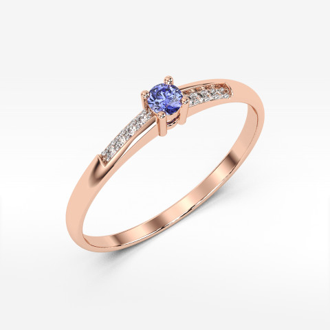 Pierścionek ze złota z tanzanitem i diamentami