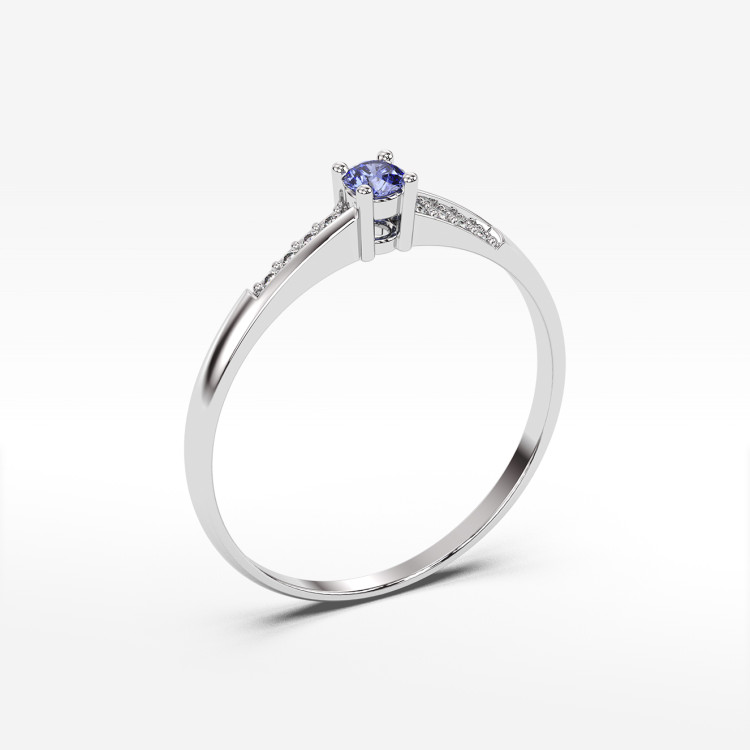 Pierścionek ze złota z tanzanitem i diamentami