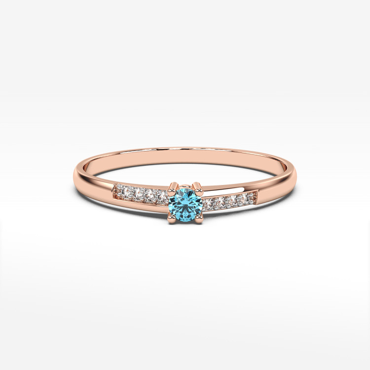 Pierścionek ze złota z topazem i diamentami