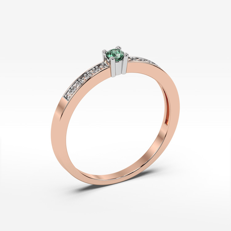 Pierścionek ze szmaragdem i diamentami