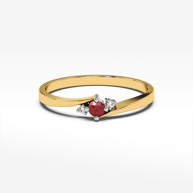Pierścionek ze złota z rubinem i diamentami