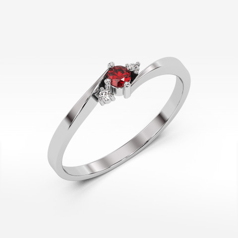 Pierścionek ze złota z rubinem i diamentami