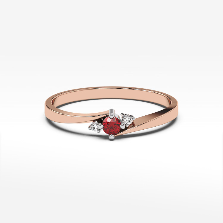 Pierścionek ze złota z rubinem i diamentami