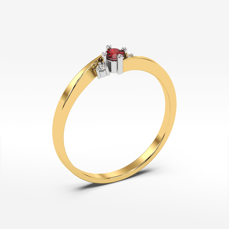 Pierścionek ze złota z rubinem i diamentami