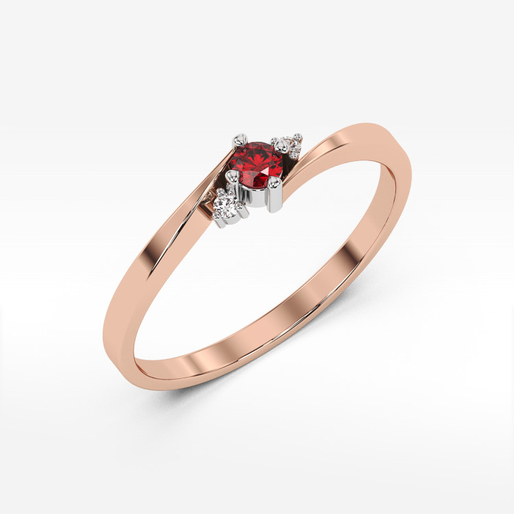 Pierścionek ze złota z rubinem i diamentami