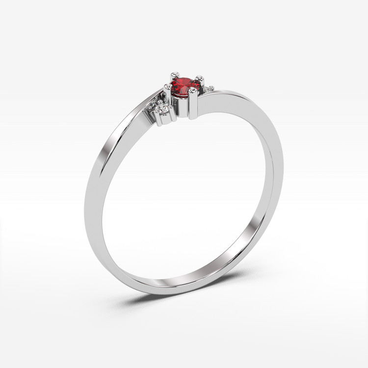 Pierścionek ze złota z rubinem i diamentami