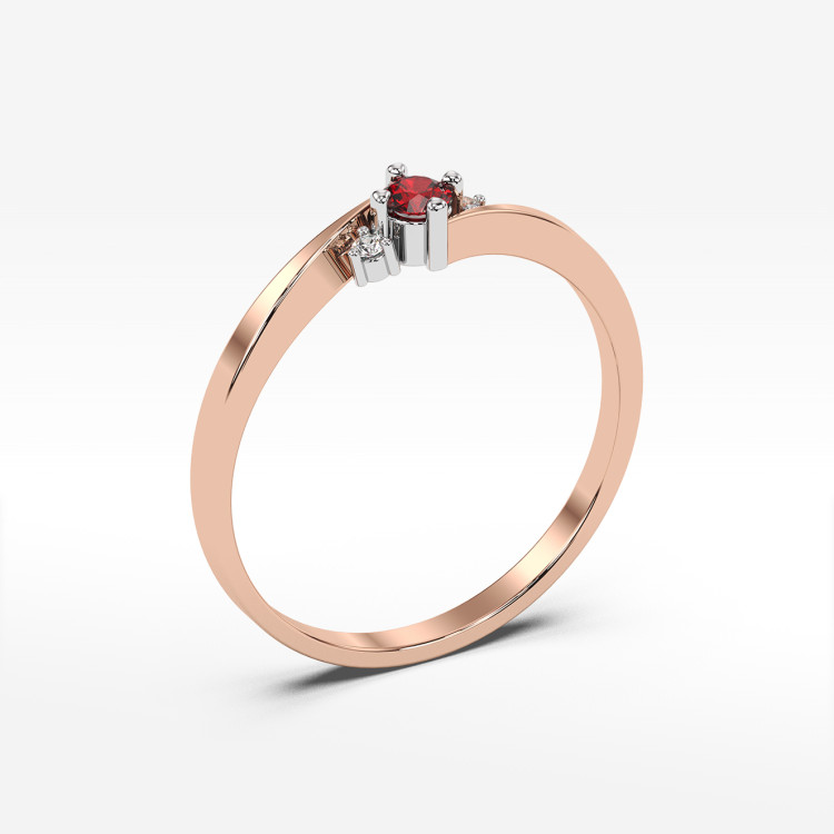 Pierścionek ze złota z rubinem i diamentami