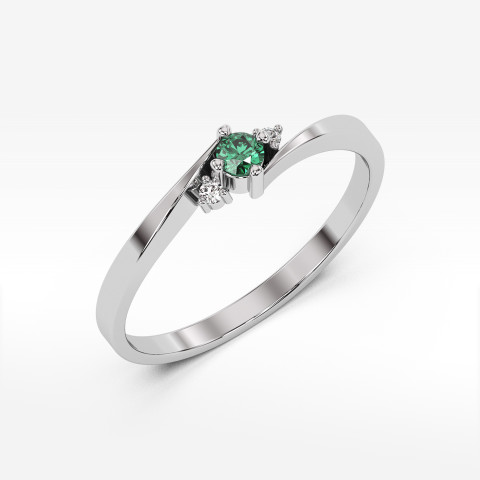 Pierścionek ze złota ze szmaragdem i diamentami