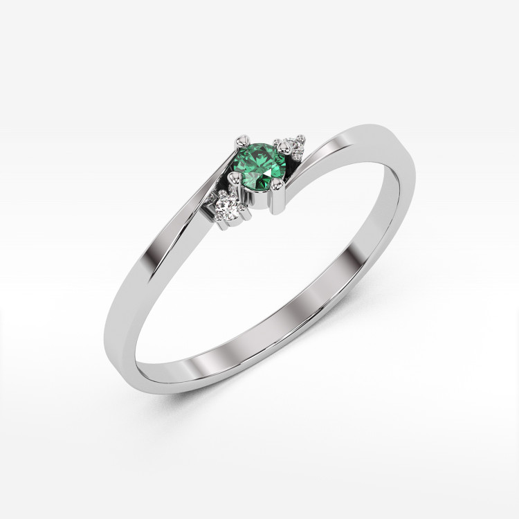 Pierścionek ze złota ze szmaragdem i diamentami