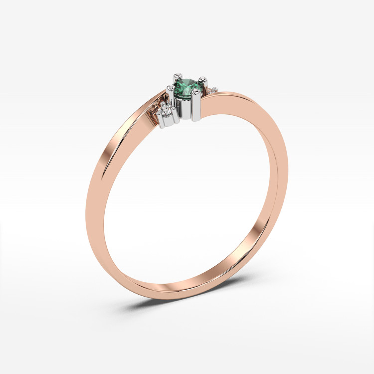 Pierścionek ze złota ze szmaragdem i diamentami