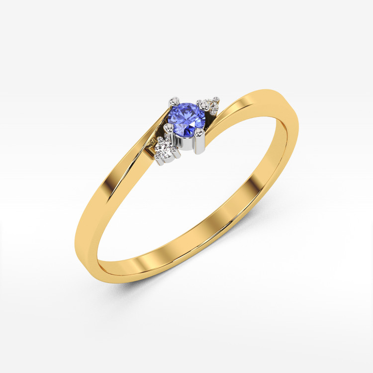 Pierścionek ze złota z tanzanitem i diamentami
