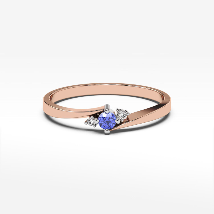 Pierścionek ze złota z tanzanitem i diamentami