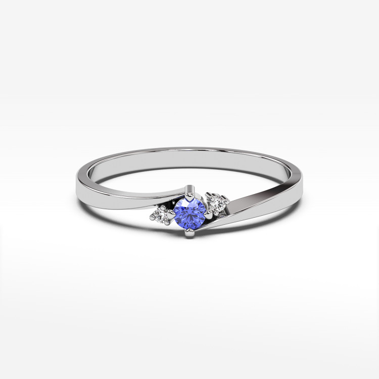 Pierścionek ze złota z tanzanitem i diamentami