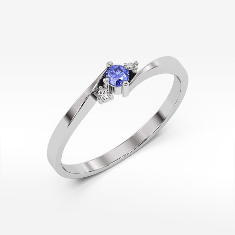 Pierścionek ze złota z tanzanitem i diamentami