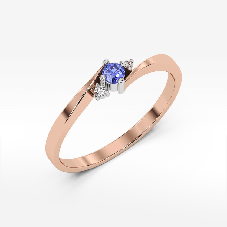 Pierścionek ze złota z tanzanitem i diamentami