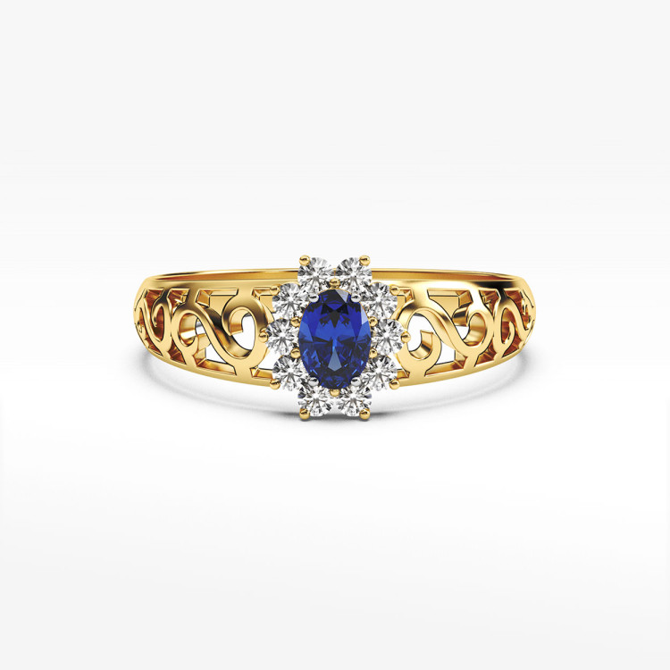 Pierścionek ze złota z niebieską cyrkonią