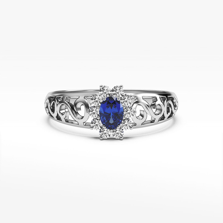 Pierścionek ze złota z niebieską cyrkonią