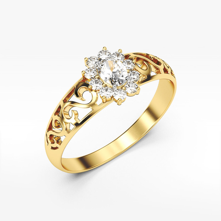 Pierścionek ze złota z cyrkoniami