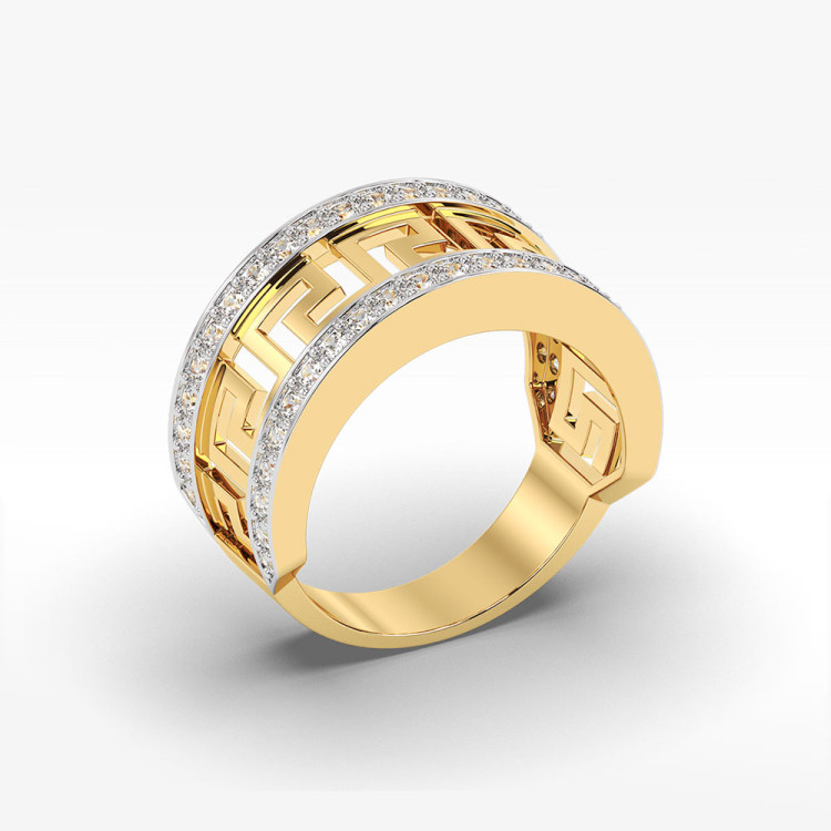 Złoty pierścionek z greckim wzorem