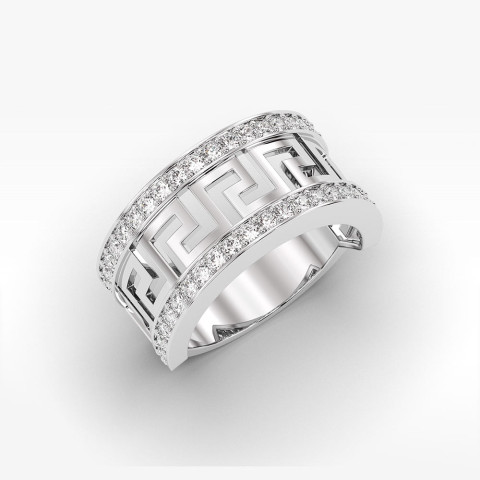 Złoty pierścionek z greckim wzorem