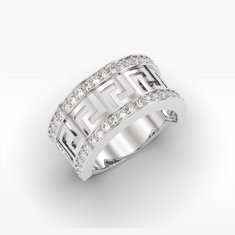 Złoty pierścionek z greckim wzorem