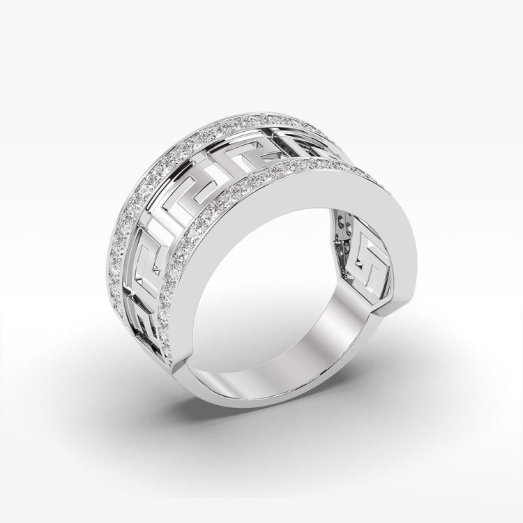 Złoty pierścionek z greckim wzorem