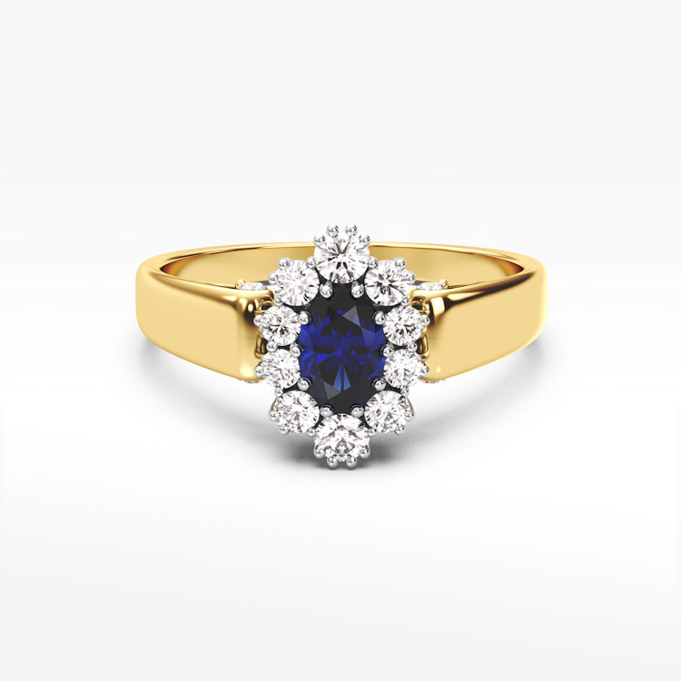 Pierścionek ze złota z niebieską cyrkonią