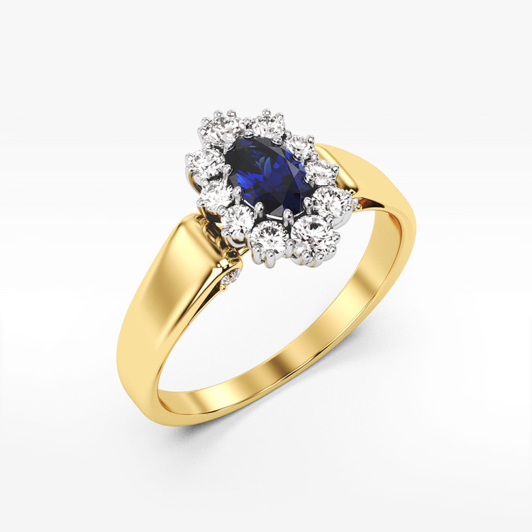 Pierścionek ze złota z niebieską cyrkonią