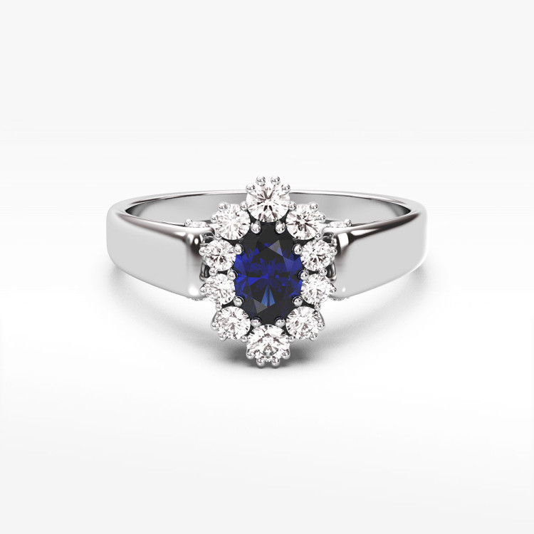 Pierścionek ze złota z niebieską cyrkonią