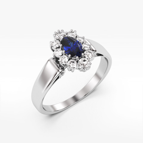 Pierścionek ze złota z niebieską cyrkonią