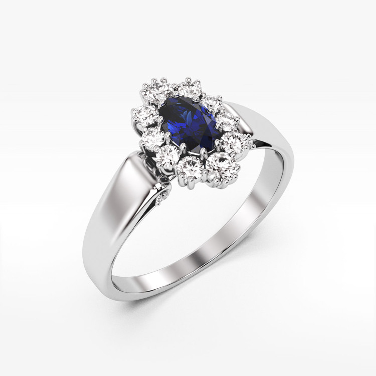 Pierścionek ze złota z niebieską cyrkonią