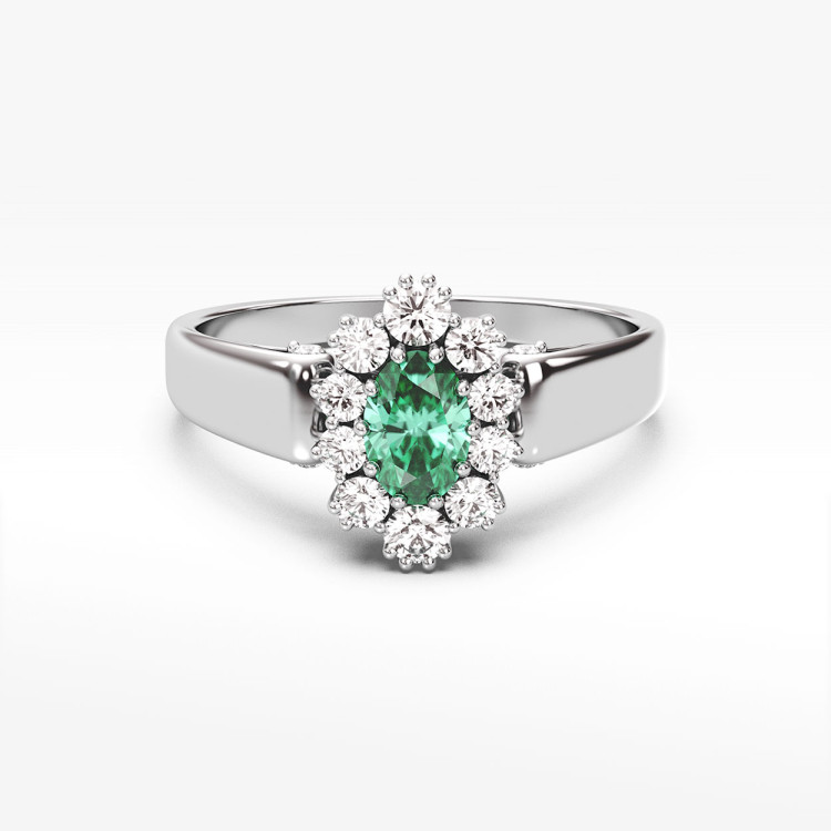 Pierścionek ze złota z zieloną cyrkonią