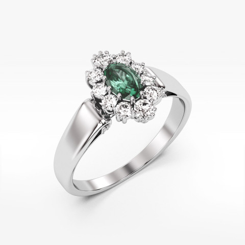 Pierścionek ze złota z zieloną cyrkonią