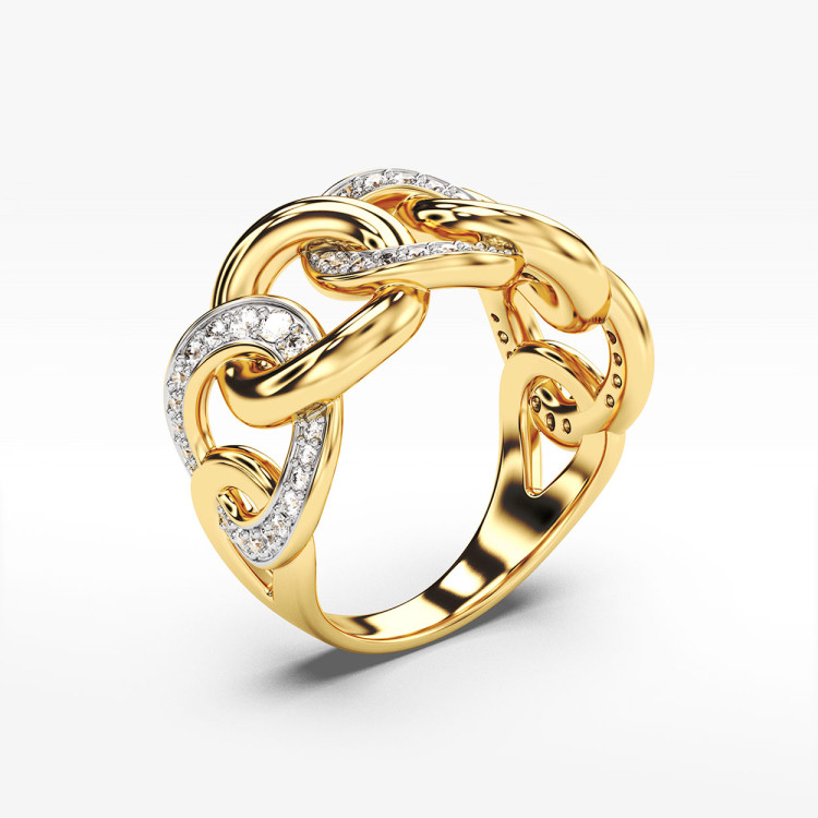 Pierścionek ze złota z białymi cyrkoniami