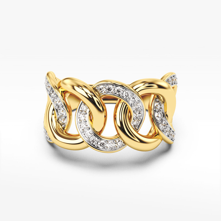 Pierścionek ze złota z białymi cyrkoniami