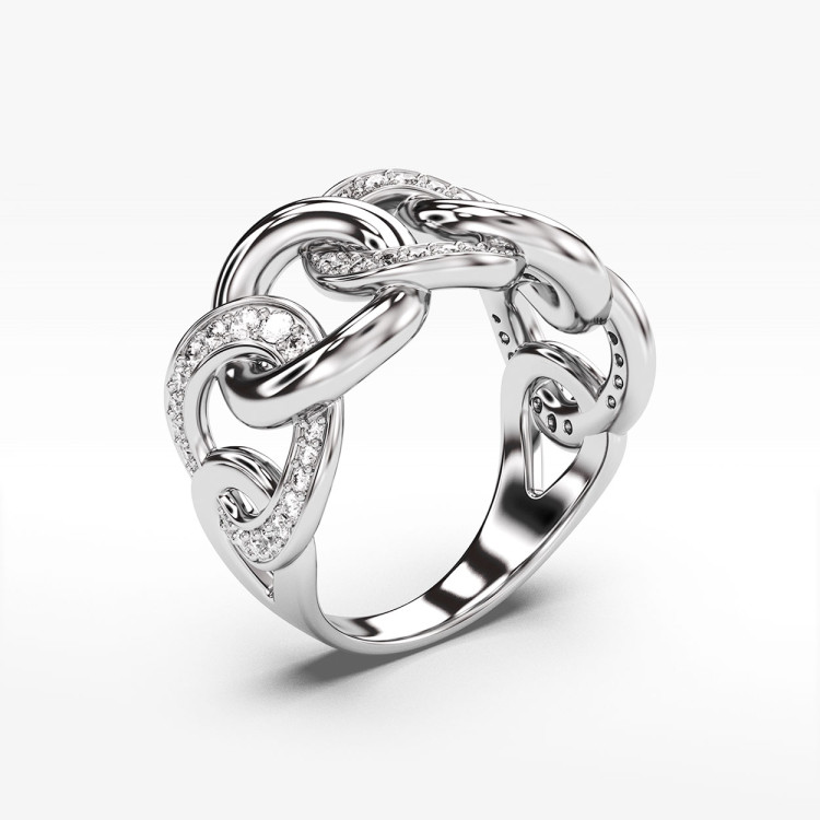 Pierścionek ze złota z białymi cyrkoniami