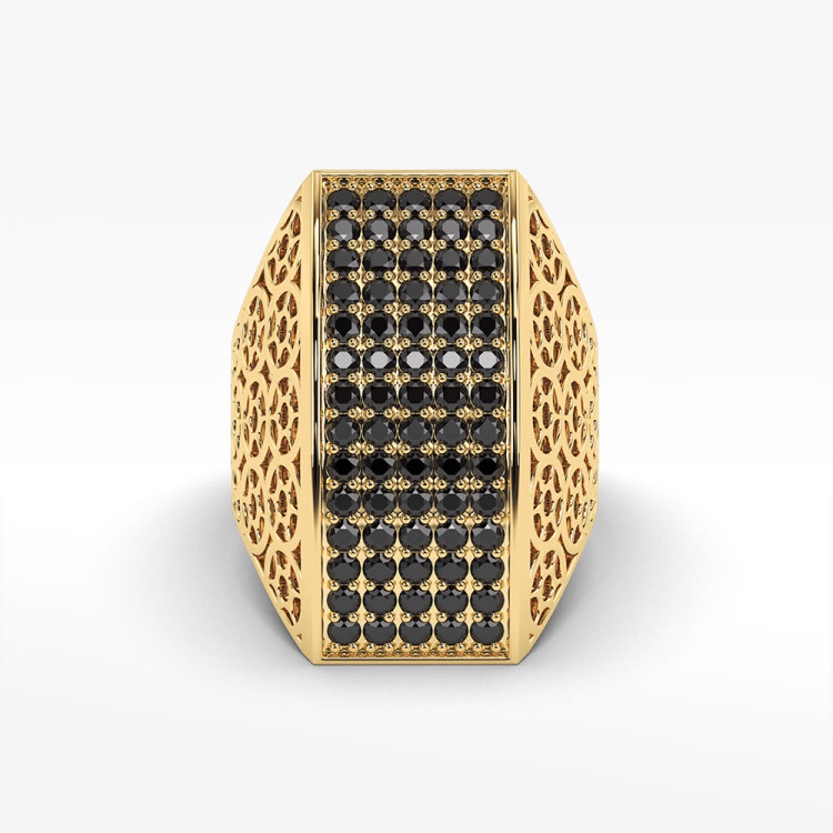 Złoty pierścionek z czarnymi cyrkoniami