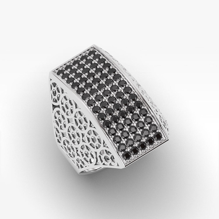 Złoty pierścionek z czarnymi cyrkoniami