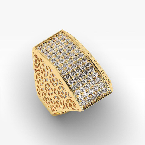 Złoty pierścionek z cyrkoniami