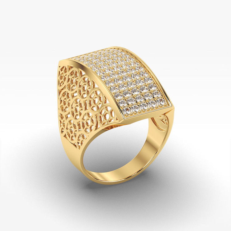 Złoty pierścionek z cyrkoniami