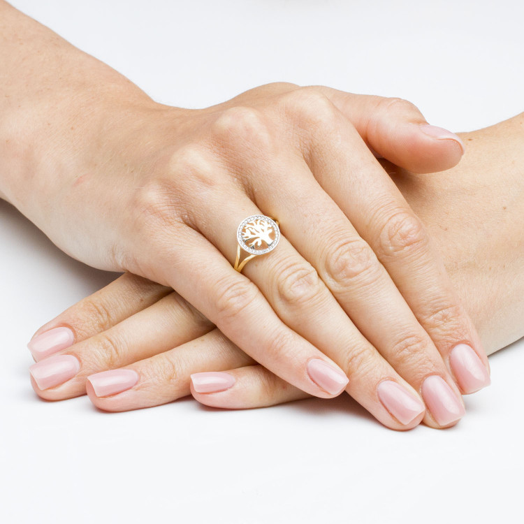 Pierścionek ze złota drzewko szczęścia