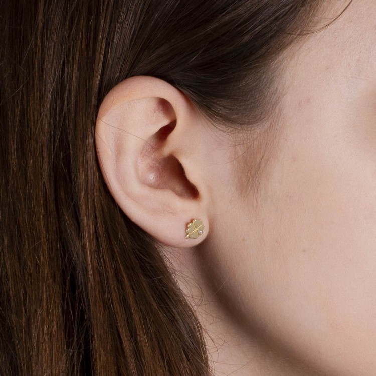 Kolczyki ze złota koniczynka z cyrkonią