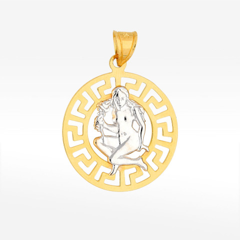 Zawieszka ze złota panna z wzorem greckim