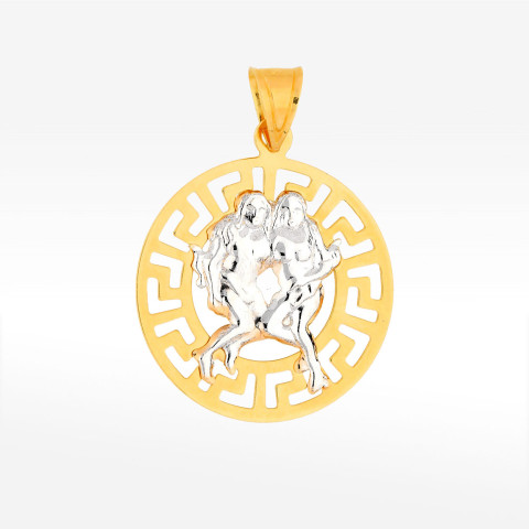 Zawieszka ze złota bliźnięta z wzorem greckim