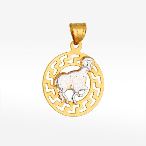 Zawieszka ze złota baran z wzorem greckim