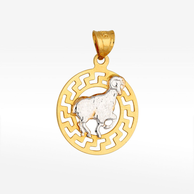 Zawieszka ze złota baran z wzorem greckim
