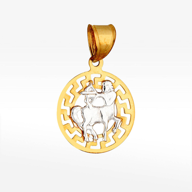 Zawieszka ze złota strzelec z wzorem greckim