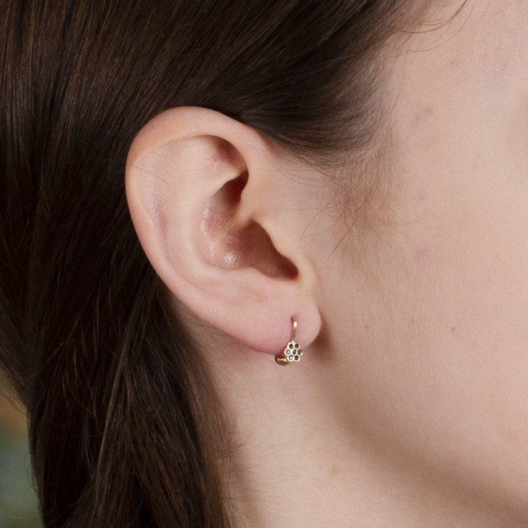 Kolczyki ze złota kwiatek z czarnymi cyrkoniami